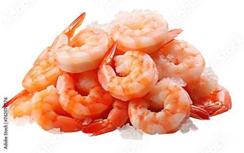 A Pile of Shrimp on a White Background. On a White or Clear Surface PNG Transparent Background.