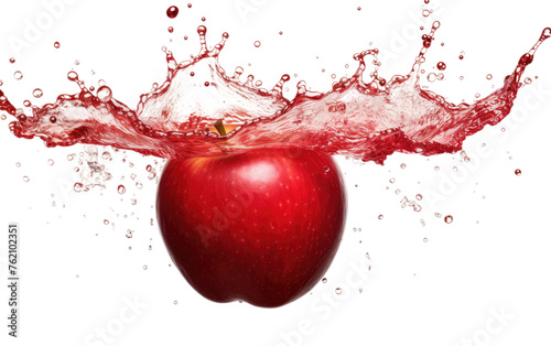 Apple With Water Splash. On a White or Clear Surface PNG Transparent Background.