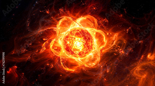 représentation d'un atome, qui ressemble à un soleil