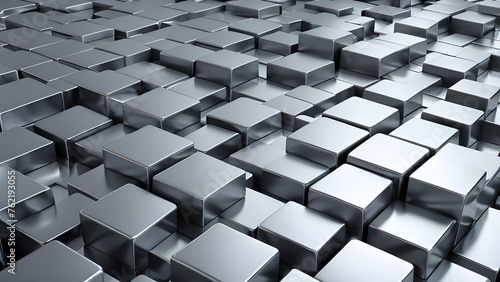 grey metal cubes modern futuristic background 3d render