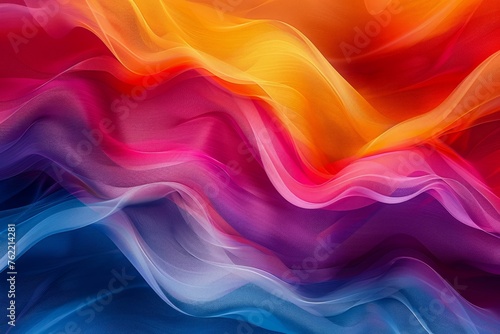 Vibrant Abstract Multi-Colored Silk Fabric Waves Flowing Background for Design Artworks
