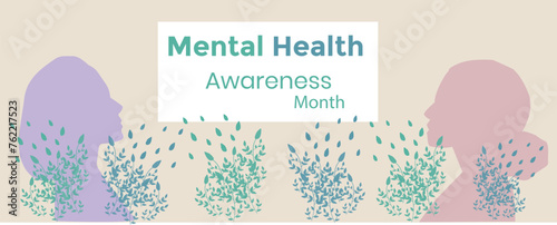 Mental health awareness month card. vector illustration