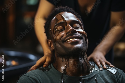 Man Getting Hair Cut by Barber