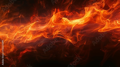 Dramatic dance of fiery waves illuminating the darkness with intense warmth