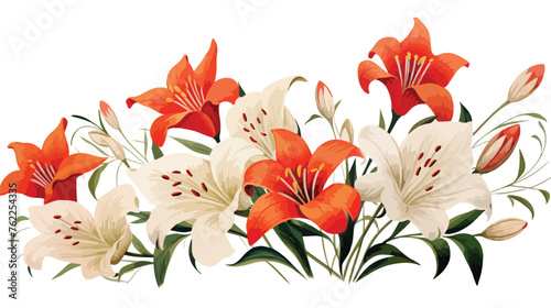 Drawing vector graphics with floral pattern for design