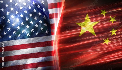 US-China Flags Merged Representing Diplomatic Relations