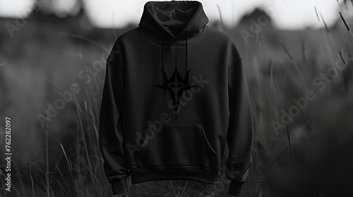 Design a logo to be placed on the front of a black tee hoodie. The logo should be minimalist and modern, suitable for a streetwear brand. attractive look