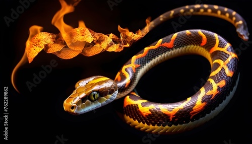 A Snake With Patterns That Resemble Flames Flicke
