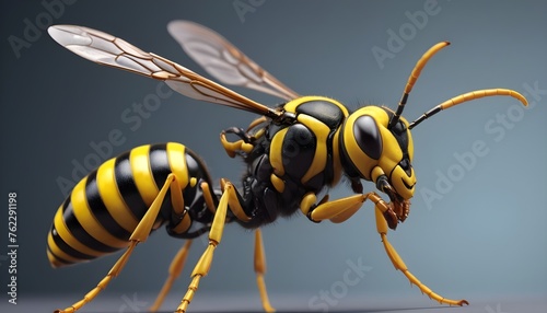 A close-up of a wasp insect with yellow and black stripes wasp