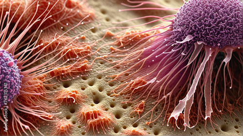 Migrating and spreading cancerous cell into organic tissue