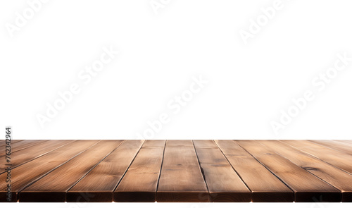 Empty wooden table isolated on transparent background, front view