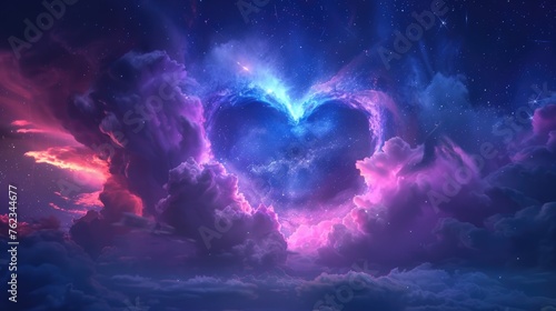 Iridescent cosmic cloud galaxy heart