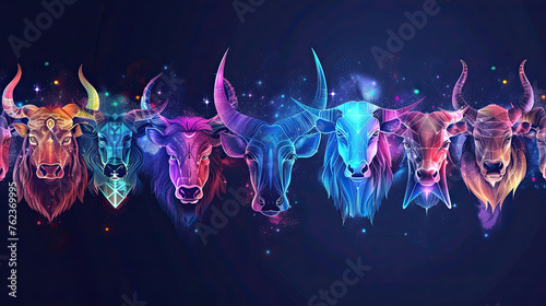Twelve zodiacs concept. Horoscope Taurus zodiac sign.