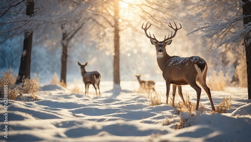 deers in the sunrise 