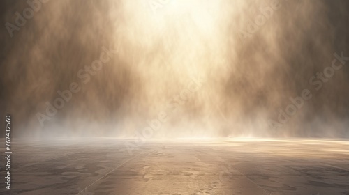 Shrouded in mystery, a dense cosmic mist envelopes the scene with a golden glow and ethereal presence.