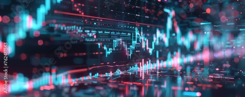A futuristic holographic display of stock market trends, symbolizing high-tech investment strategies