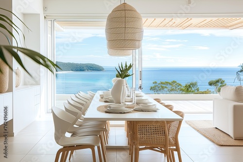 Free Photo beautiful interior design inspiration of mediterranean coastal style dining room loveliness dinning room,