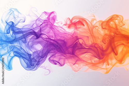 Abstract colorful smoke isolated on white background