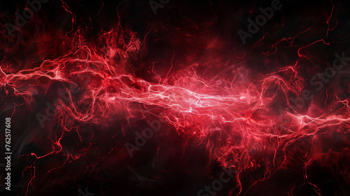 Red plasma lightning in black background, computer generated abstract background, 3D rendering