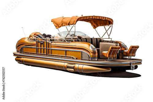 Pontoon Boat for Leisure Isolated on Transparent Background PNG format