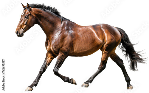 Brown horse in a pose on transparent background, png 