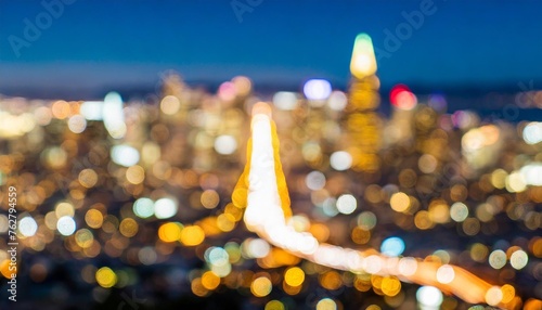 blurred abstract bokeh background of san francisco city lights at night
