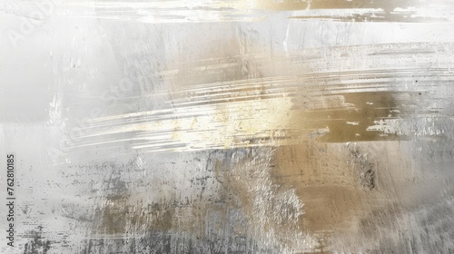 Elegant Metallic Brushstroke with Gold and Silver Tones on Tilted Background