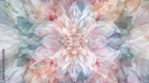 Soft Pastel Watercolor Floral Art in Dreamy Symmetry AI Generated