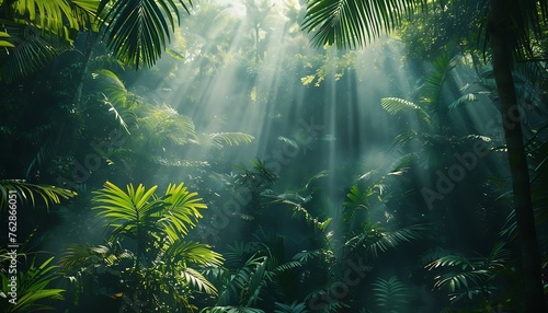 tropical forest in the rain