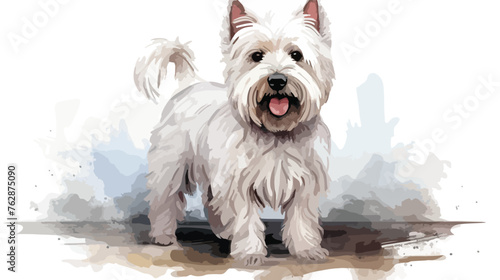 Watercolor West highland white terrier flat vector