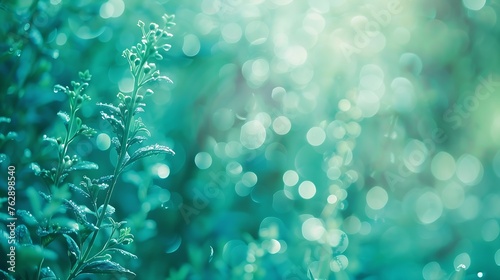 Blur dream turquoise shade clean morning nature with bokeh background concept modern csr theme eco spring baptism background fresh mint green bio farm Abstract blue cyan shade in summe : Generative AI