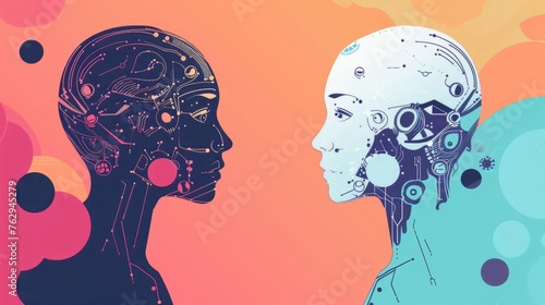 AI-powered natural language processing enabling human-machine communication, concept illustration