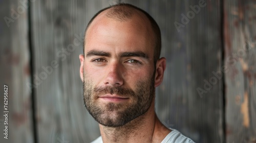 portrait of a handsome man who is going bald