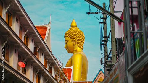  A large Buddha statue seen from a distance at Wat Pak Nam Phasi Charoen, Thailand, March 16, 2067.