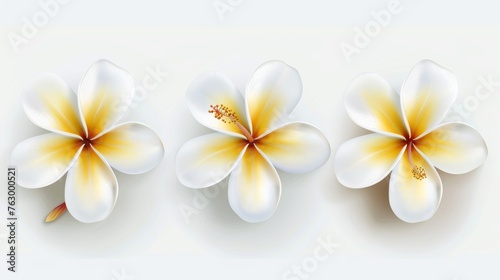 Floral Illustration of Franciscania (Plumeria) from Hawaii, Bali (Indonesia), and Sri Lanka.