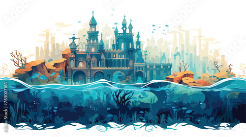 A mythical city hidden beneath the waves inhabited background