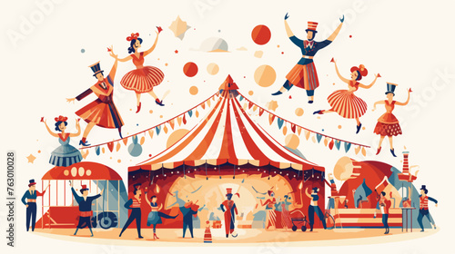 A whimsical circus where performers entertain crowds
