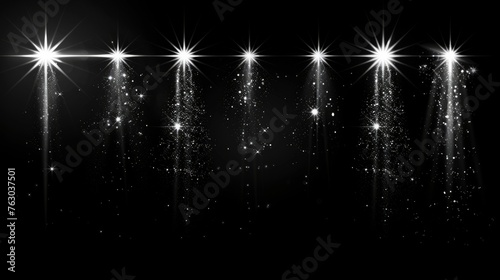 Illustration template art design - Modern set of glow light effect stars bursts with sparkles isolated on black background. Use for banners, signs, and banners for celebrations like Christmas.