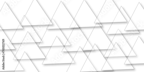 Abstract design with White texture of soft woven leather background. White paper triangles as energy mess abstract pattern in bright light with soft light shadows, corners, top view.