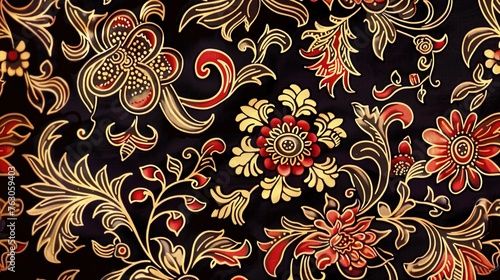 Traditional batik pattern with intricate floral motifs