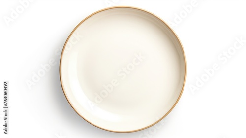 Elegant white plate with a gold rim, suitable for various table settings