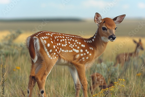 Spotted Deer in a Field: A Generative AI Illustration