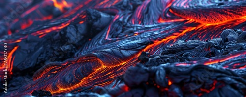 Flowing lava textures with glowing cracks