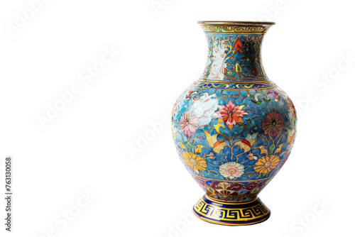 Blue Vase With Floral Design