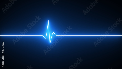 Neon glowing heartbeat or pulse rate line. Health and Medical concept. EKG Pulse line, cardiogram and rhythm.