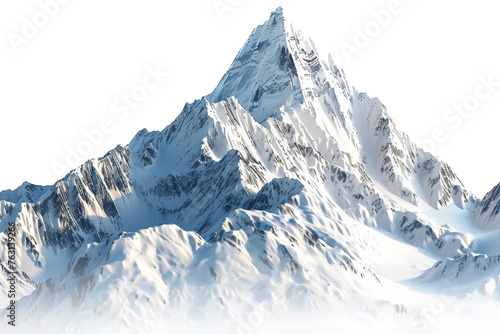 Towering Mountain Blanketed in Thick Snow
