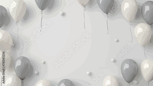 White balloons on a gray background. Vector illustration. 