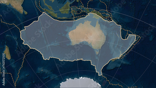 Australian plate - boundaries. Satellite map