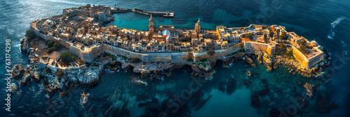 Aerial View of Lascaris War Room and Valletta, A secluded island getaway with crystal clear water and white sand 