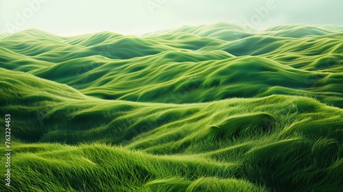 rolling green hills resembling gentle waves in a sea of vibrant grass